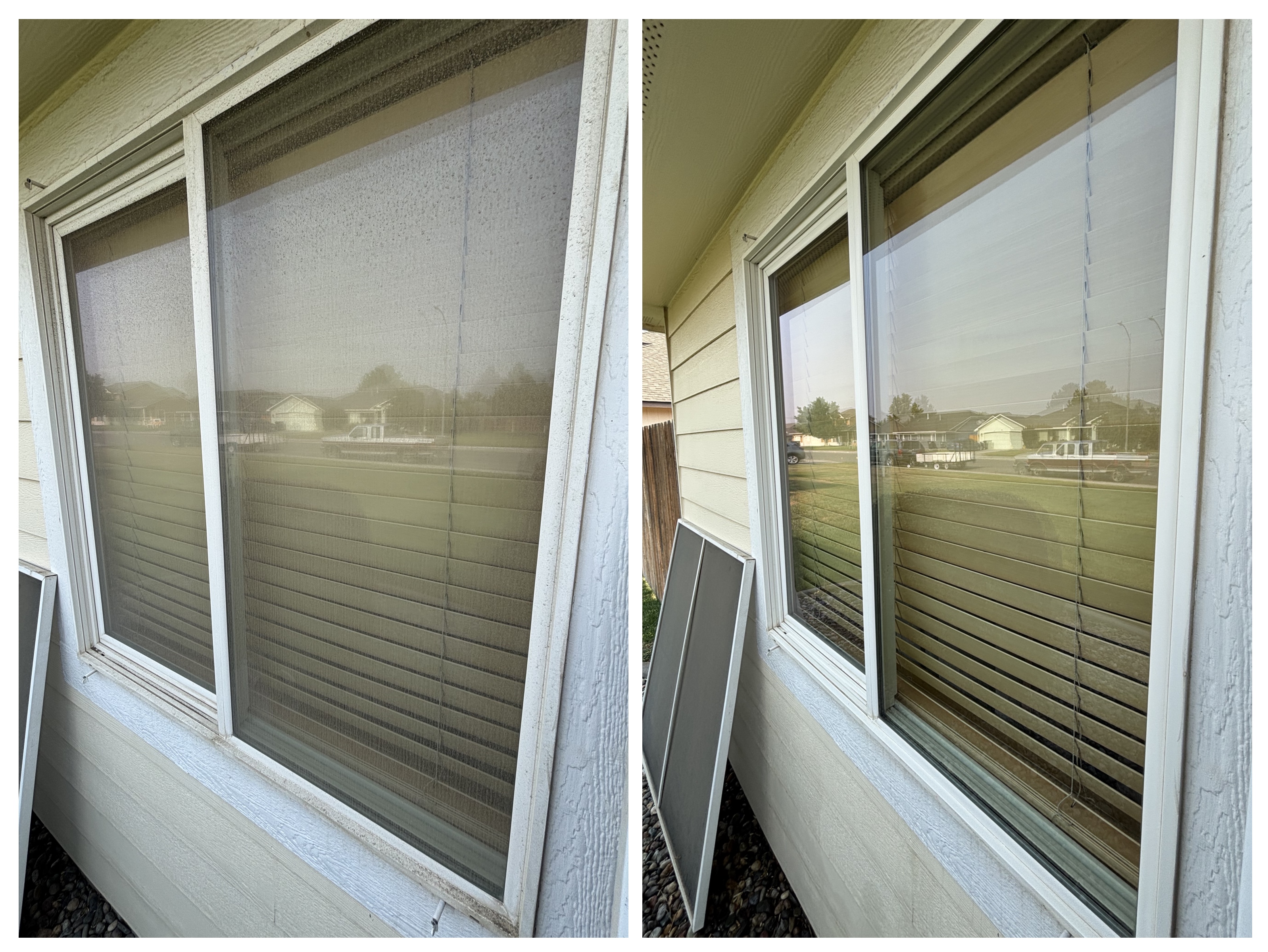 Window cleaning before and after - residential window